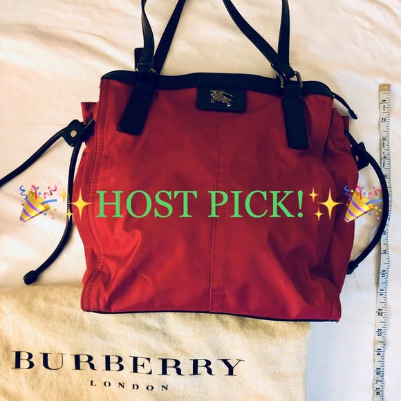 ⛔️SOLD⛔️🎉HOST PICK🎉BURBERRY MilitaryRedNylonTote - Picture 1 of 8